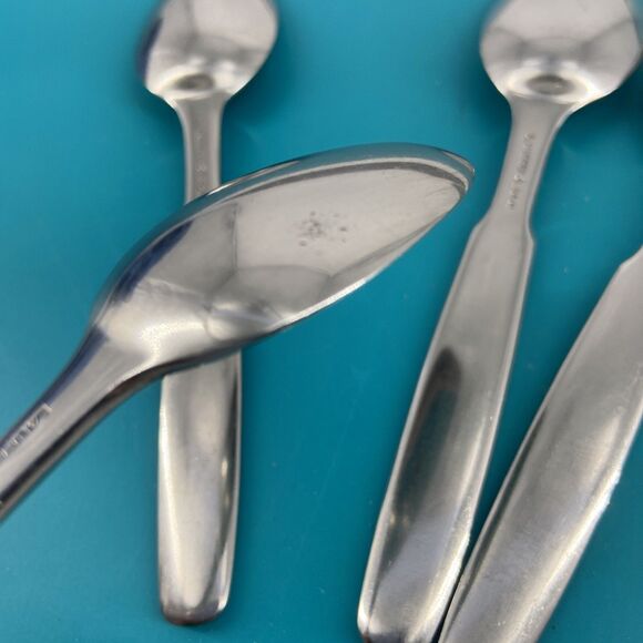 AS IS Towle Lauffer KRONOS Tea Spoons Stainless Steel Flatware Set of 4 Japan - Picture 9 of 11